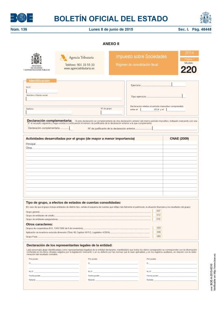 El Modelo Del Impuesto Sobre Sociedades 2014 - Declaracion De La Renta