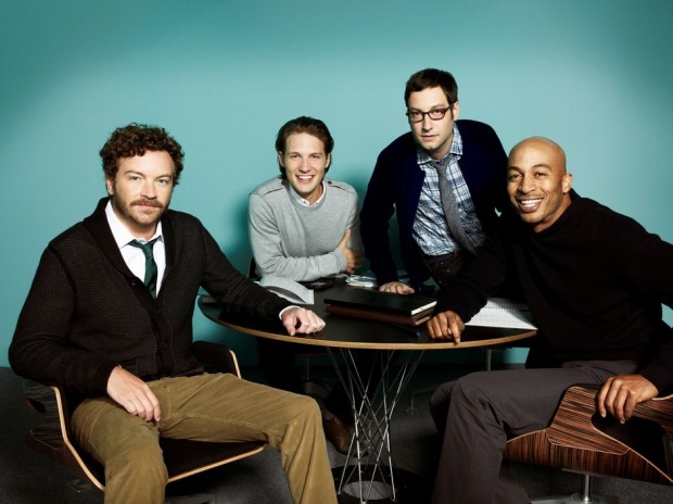 Danny-Masterson-Adam-Busch-James-Lesure-and-Michael-Cassidy-in-MEN-AT-WORK-Season-1-Promo-2-620x464